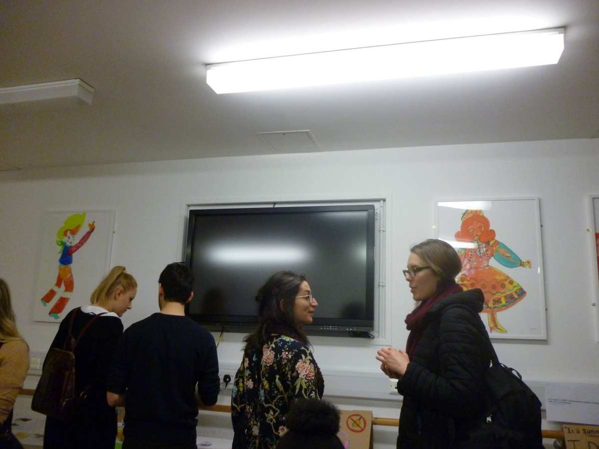 Visitors looking at the research.