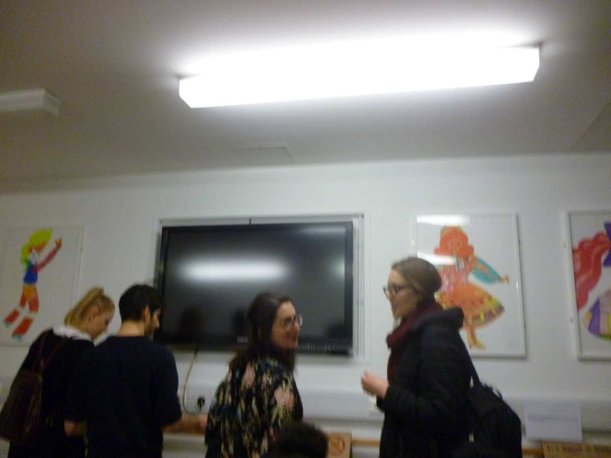 Visitors looking at the research.